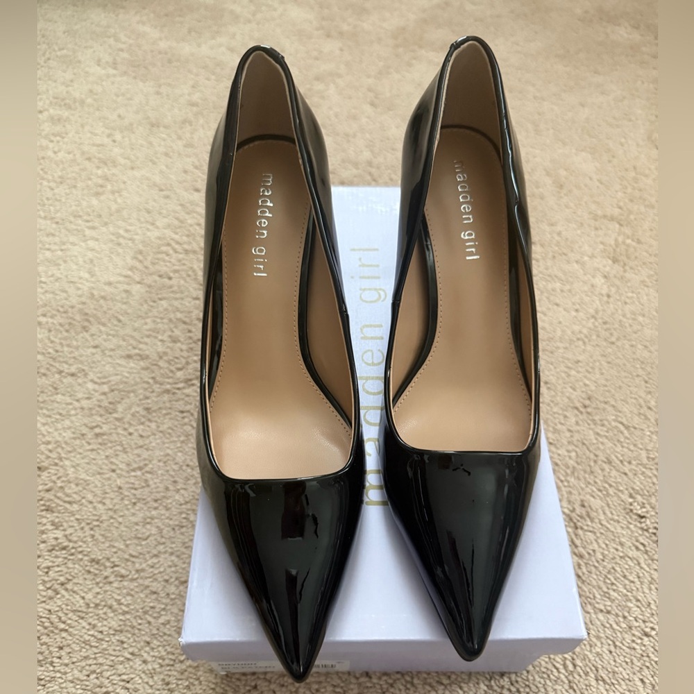 Madden Girl Black Heels Classic Patent Pumps